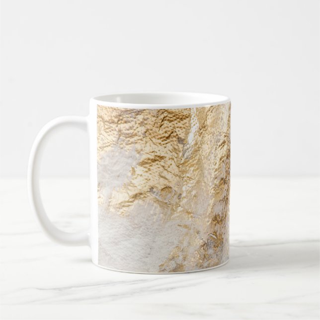 White-gold brush painted texture. coffee mug (Left)