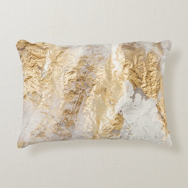 White-gold brush painted texture. decorative cushion (Front)