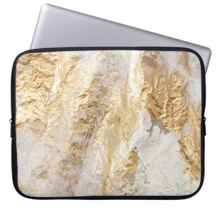White-gold brush painted texture. laptop sleeve