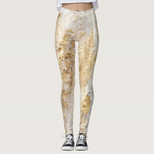 White-gold brush painted texture. leggings