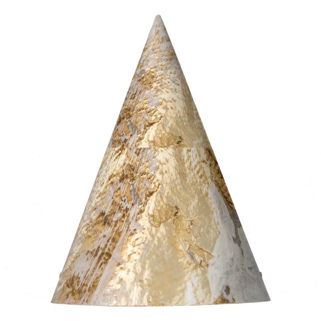 White-gold brush painted texture. party hat (Front)