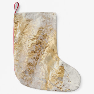 White-gold brush painted texture. small christmas stocking