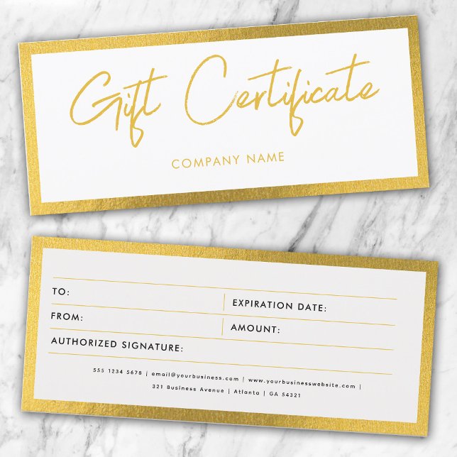 White & Gold Business Gift Certificate Voucher (White & Gold Business Gift Certificate Voucher)