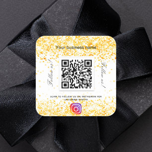 White gold business QR code Instagram Square Sticker