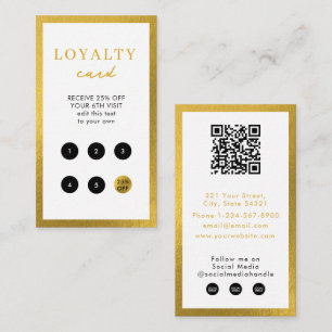 White Gold Business Simple QR Code Loyalty  Business Card
