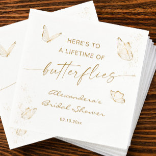White Gold Butterfly Bridal Shower  Napkin