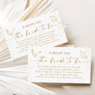 White Gold Butterfly Bridal Shower Recipe Request Enclosure Card