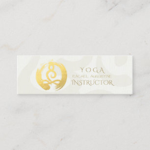 White Gold Calligraphy Yoga Meditation ZEN Symbol Mini Business Card