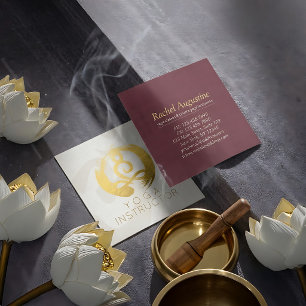 White Gold Calligraphy Yoga Meditation ZEN Symbol Square Business Card