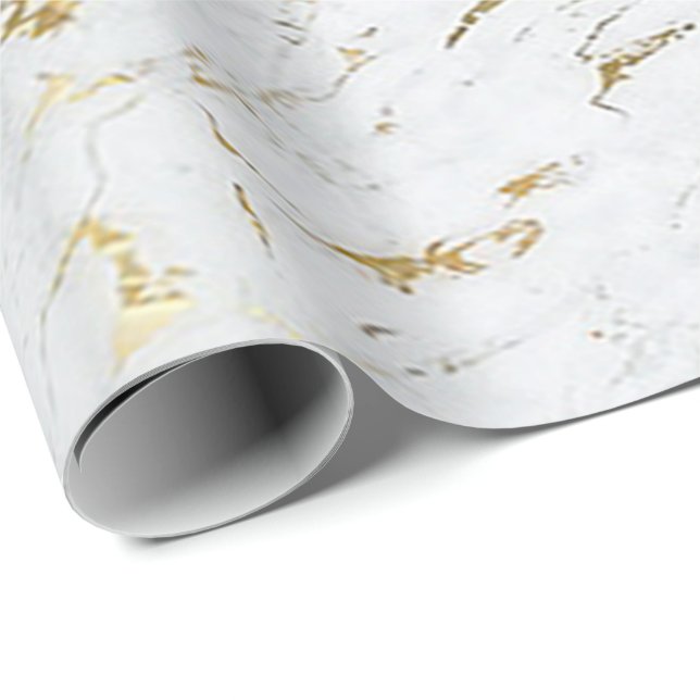 White Gold Carrara Marble Stone VIP Luxury Wrapping Paper (Roll Corner)