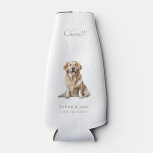 White & Gold Cheers!!! Custom Pet Wedding  Bottle Cooler