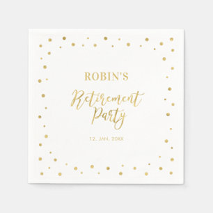 White & Gold   Chic Confetti Retirement Party Napkin