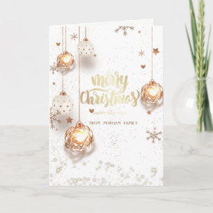 White Gold Christmas Balls Holiday Card