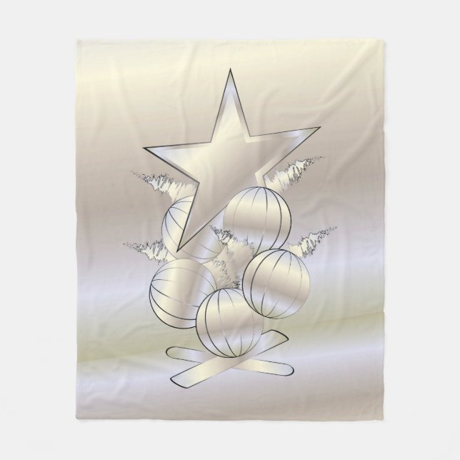 White gold Christmas Fleece Blanket (Front)