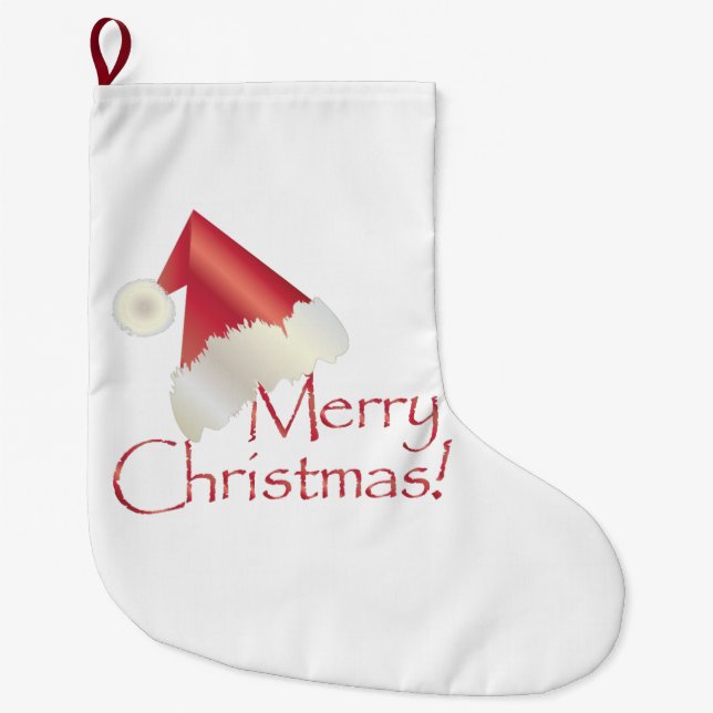 White gold Christmas Large Christmas Stocking (Front)