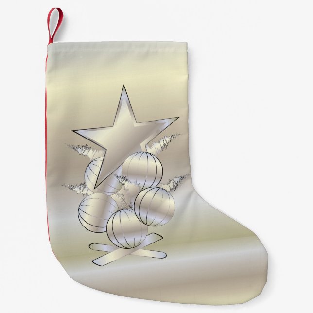 White gold Christmas Small Christmas Stocking (Front)