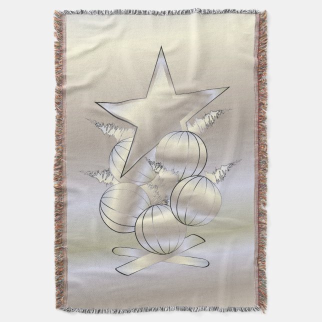 White gold Christmas Throw Blanket (Front Vertical)