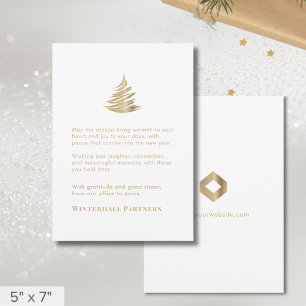 White Gold Christmas Tree Business Logo Holiday Card