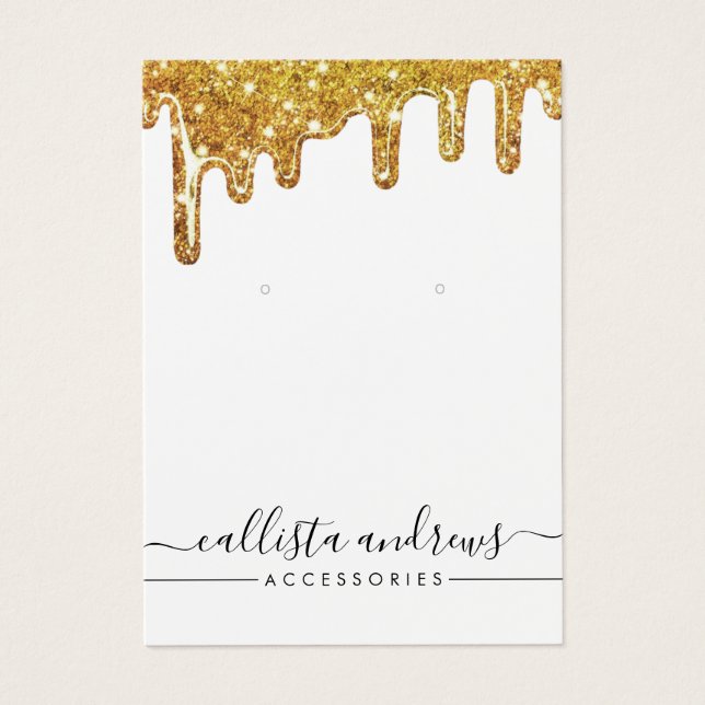 White Gold Chunky Glitter Drips Earring Display (Front)
