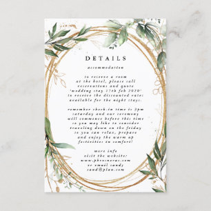White Gold Circle Frame Boho Botanical Eucalyptus Enclosure Card