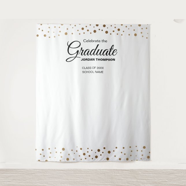 White Gold Class photo graduation backdrop Tapestry (Front)