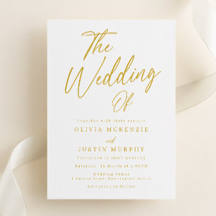 White & Gold Classic Elegance Wedding Invitation