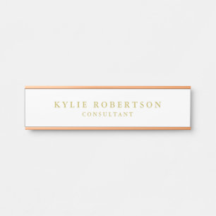White & Gold Colors Professional Trendy Plain Door Sign