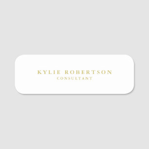 White & Gold Colors Professional Trendy Plain Name Tag