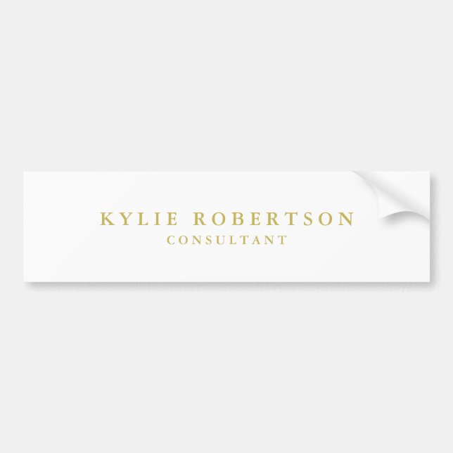 White & Gold Colours Professional Trendy Plain Bumper Sticker (Front)