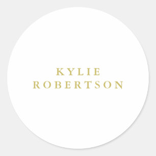 White & Gold Colours Professional Trendy Plain Classic Round Sticker