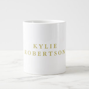 White & Gold Colours Professional Trendy Plain Large Coffee Mug