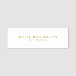 White & Gold Colours Professional Trendy Plain Name Tag