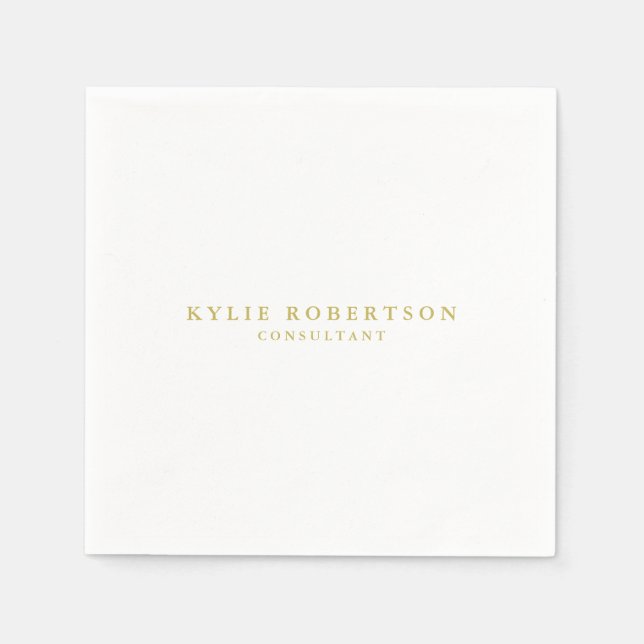 White & Gold Colours Professional Trendy Plain Napkin (Front)