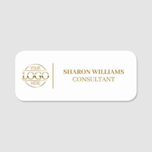 White Gold Company Business Logo Employee Magnetic Name Tag