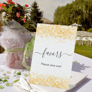 White gold confetti favours sign