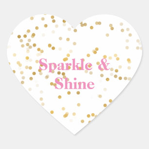 White Gold Confetti Heart Sticker