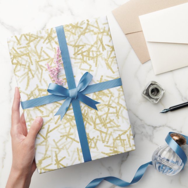 White Gold Confetti Music Notes Birthday Wrapping Paper (Gifting)