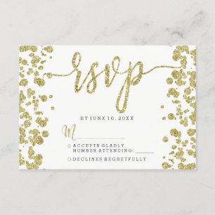 White & Gold Confetti RSVP Response