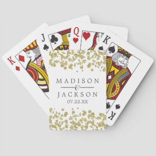 White & Gold Confetti Wedding Favour Playing Cards