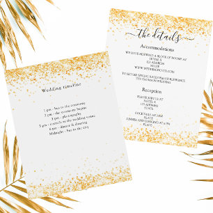 White gold confetti wedding program details flyer