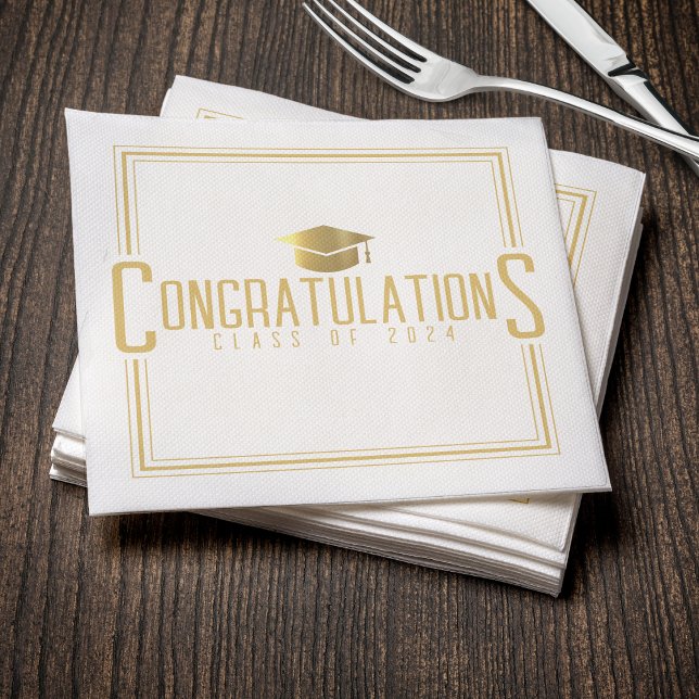 White & Gold Congratulations Class Of Graduation Napkin (White & Gold Congratulations Class Of Graduation Napkins
)