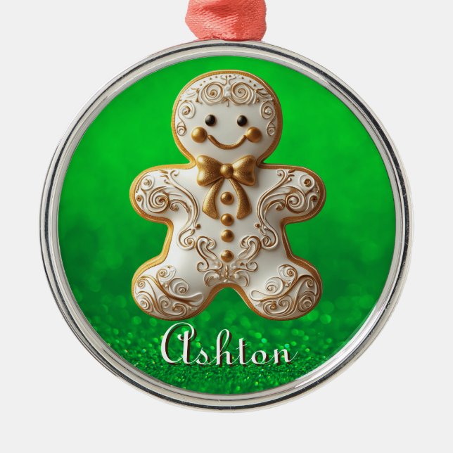 White & Gold Cookie  Metal Tree Decoration (Front)