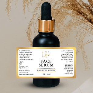 White & Gold Cosmetic 1 OZ Dropper Bottle Label