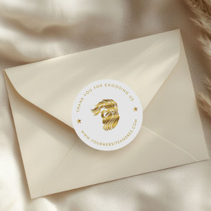 White Gold Custom Typography Classic Round Sticker