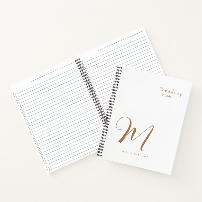 White & Gold Custom Wedding Checklist II Notebook (Inside)