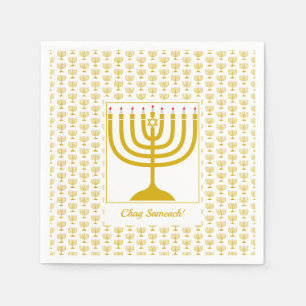 White Gold Customisable Hanukkah MENORAH Napkin
