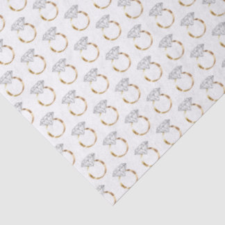 White Gold Diamond Engagement Wedding Ring Pattern Tissue Paper