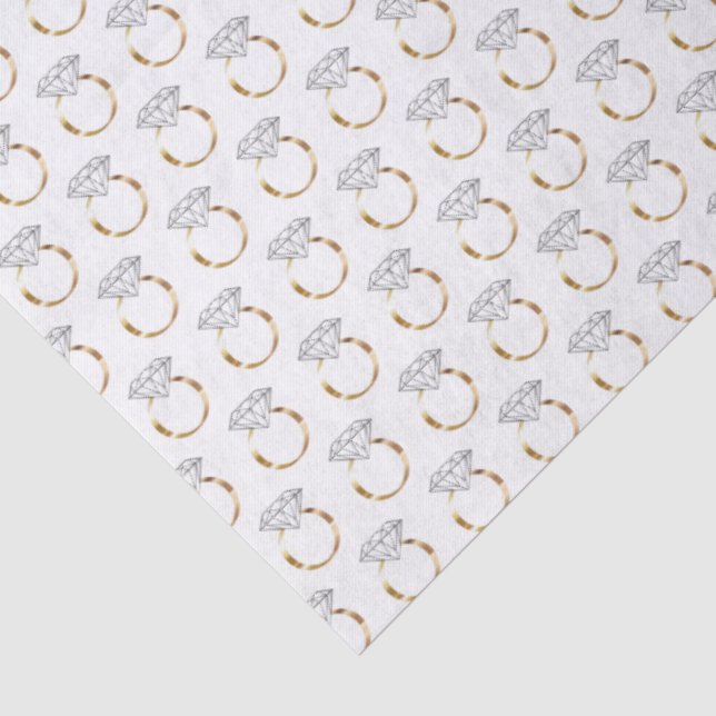 White Gold Diamond Engagement Wedding Ring Pattern Tissue Paper (Detail)