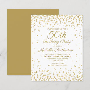 White Gold Diamond Glitter Women's 50th Birthday Card