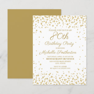 White Gold Diamond Glitter Women's 80th Birthday Card
